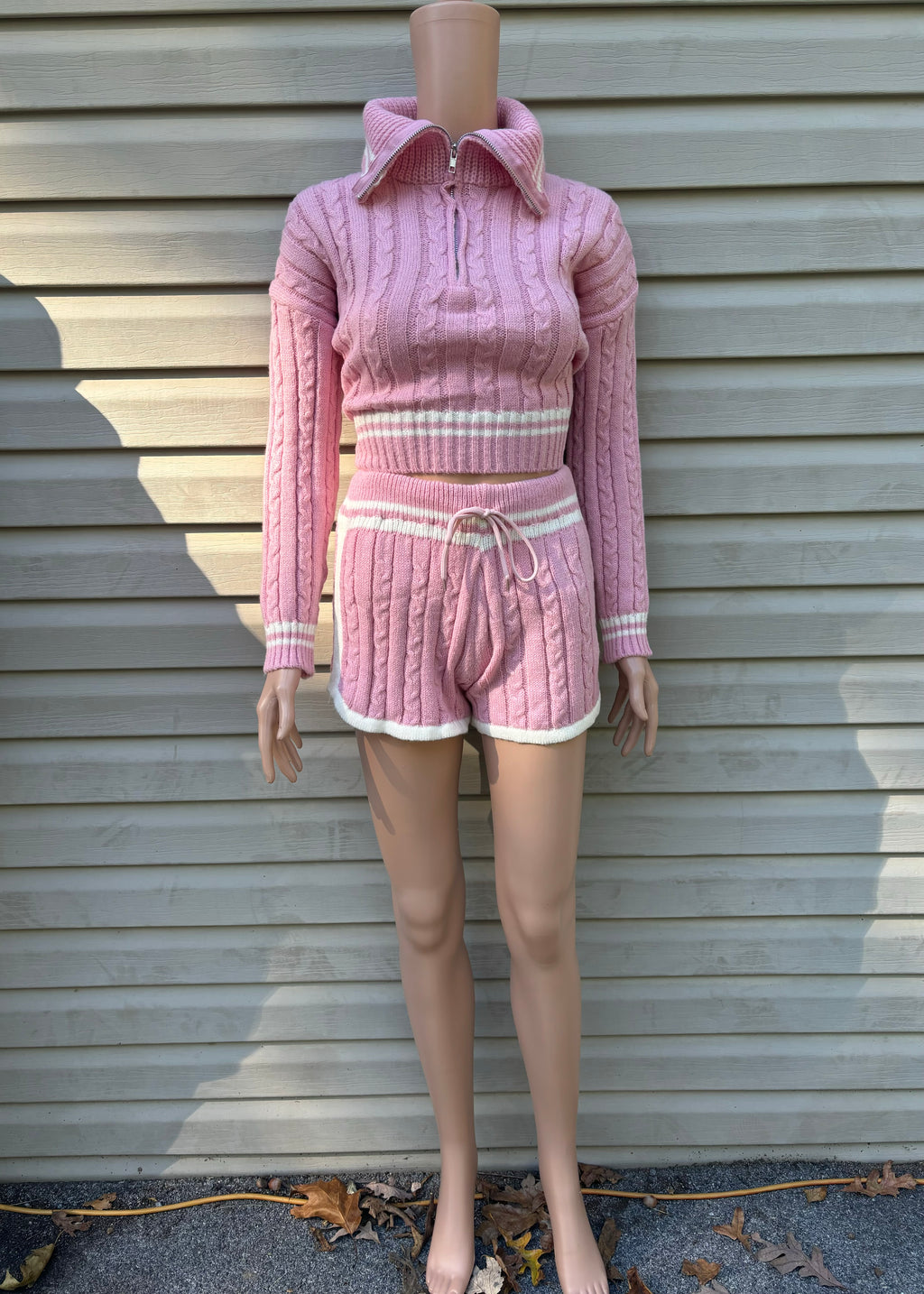 COZY SWEATER SHORT SET:PINK