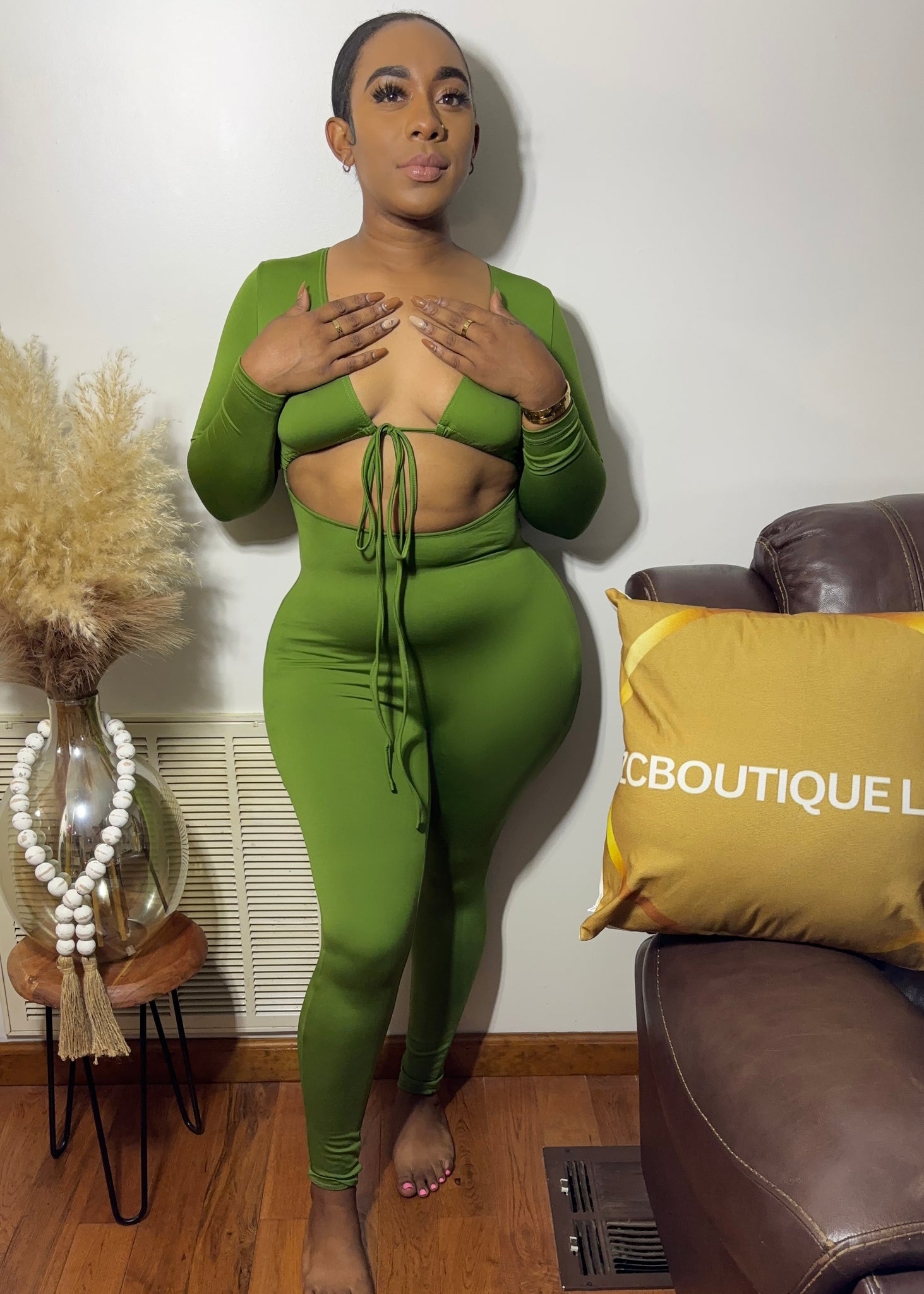 Peakaboo Jumpsuit:Green