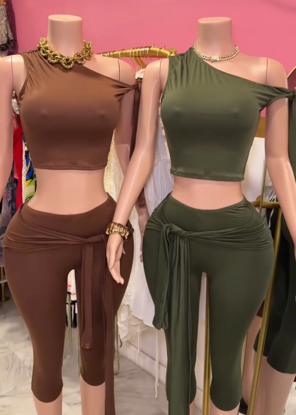 OLIVIA TIE SET:BROWN