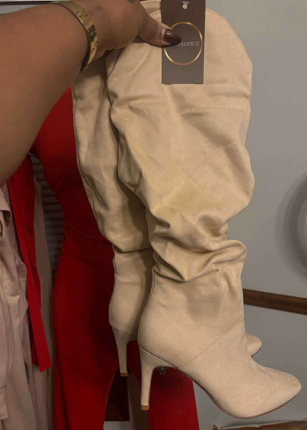 FAUX SUEDE KNEE HIGH BOOTS